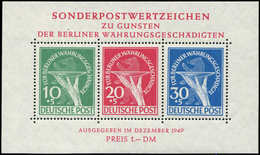 ** BERLIN BF 1 : Réforme Monétaire Avec Variétés Sur Le 10pf., TB, Michel N°1II, Certif. Schlegel - Blocks & Kleinbögen