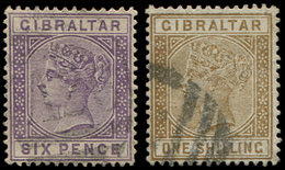 GIBRALTAR 13 Et 14 : Victoria, 6p. Et 1s., Obl., TB - Gibraltar