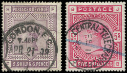 GRANDE BRETAGNE 86/87 : 2/6 Violet Et 5s. Rouge, Obl., TB - Lettres & Documents