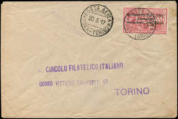 Let ITALIE PA 1 : 25c. Rose Obl. POSTA AEREA/ROMA-TORINO 20/5/17 S. Env., TB - Airmail