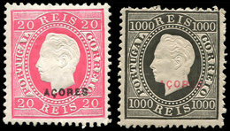 * PORTUGAL Acores 60A/61A : 25r. Rose Et 1000r. Noir, TB - Açores