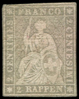 (*) SUISSE 25 : 2Rp. Gris, Papier épais, TB - 1843-1852 Federal & Cantonal Stamps