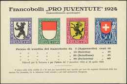 SUISSE 214/17 : Pro-Juventute 1924, Grand Format, Série Imprimée Sur Feuillet De Présentation, TB - 1843-1852 Federal & Cantonal Stamps