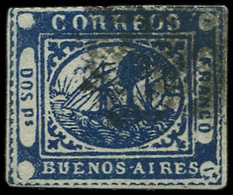 ARGENTINE Buenos-Aires 1 : 2p. Bleu, Obl., TB - Buenos Aires (1858-1864)