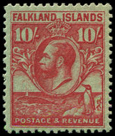 * FALKLAND 57 : 10s. Lie De Vin Sur Vert, TB - Falkland Islands