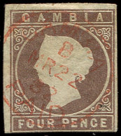 GAMBIE 3 : 4p. Brun, Obl. Càd Rouge, TB - Gambia (...-1964)