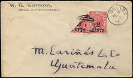 Let HONDURAS BRITANNIQUE 26a : Moitié De 2c. Sur 1p. Rose Tenant à N°26 Obl. S. Env., Càd BELIZE 9/5/91, TB - Honduras Británica (...-1970)