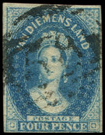 TASMANIE 8 : 4p. Bleu, Obl., Sans Filigrane, TB - Used Stamps