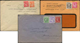Let 3 Env. Affies Frauduleusement Avec Découpes D'Entiers Au Type Iris, 1941-46, TB - Colecciones (en álbumes)