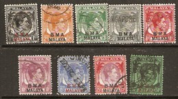 Malaysia  B.M.A.  1948  Various Values  Fine Used - Malaya (British Military Administration)