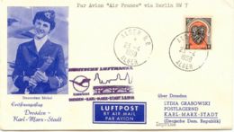 ALGERIEN 1958 Zuleitung M AIR FRANCE Aus ALGER Erstflug DRESDEN-KARL-MARX-STADT - Airmail