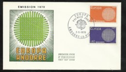 Andorre Lettre Premier Jour Le 02 Mai 1970   Europa 1970  Les N° 202 Et 203  TB   - 1970