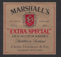 Etiquette De Scotch Wisky  -  Marshall's  -  Craig Marshall à Glasgow (Ecosse) - Whisky