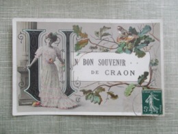 Delcampe - CPA 53 FANTAISIE UN BON SOUVENIR DE CRAON FEMME OISEAU - Craon