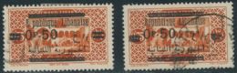 LEBANON 1929, 0.50 Pia. On 0 P. 75 Brown-red, Two Superb Used Stamps, OVERPRINT VARIETIES - Lebanon
