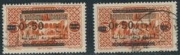 LEBANON 1929, 0.50 Pia. On 0 P. 75 Brown-red, Two Superb Used Stamps, OVERPRINT VARIETIES - Libanon