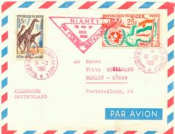 NIGER FLUGPOST 1961 Extrem Selt. Erstflug NIAMEY First Flight Nationale - BERLIN - Niger (1960-...)