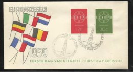 Lettre Premier Jour Pays- Bas  Cachet Illustré S-Gravenhagge Le 19/09/1959 Les N° 708 Et 709  TB  - 1959