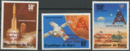 NIGER 1979 10. Jahrestag Der Mondlandung Von Apollo 11 Drei Postfrische ABARTEN - Niger (1960-...)