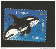 N° 3487 Nature De France - Animaux Marins L'orque TIMBRE  FRANCE  Oblitéré 2002 - Autres & Non Classés