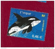 N° 3487 Nature De France - Animaux Marins L'orque TIMBRE  FRANCE  Oblitéré 2002 - Autres & Non Classés