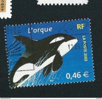 N° 3487 Nature De France - Animaux Marins L'orque TIMBRE  FRANCE  Oblitéré 2002 - Autres & Non Classés