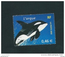 N° 3487 Nature De France - Animaux Marins L'orque TIMBRE  FRANCE  Oblitéré 2002 - Autres & Non Classés