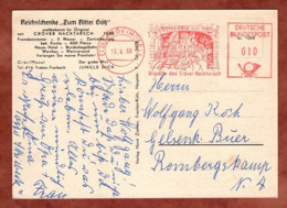 AK Reichsschenke Zum Ritter Goetz, Absenderfreistempel, Croever Nacktarsch, Kroev Nach Gelsenkirchen 1960 (79705) - Cartas