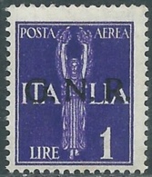 1944 RSI POSTA AEREA 1 LIRA VERONA MNH ** - RB8-3 - Posta Aerea