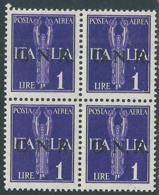 1944 RSI POSTA AEREA 1 LIRA VERONA QUARTINA MNH ** - JUL50-2 - Luftpost