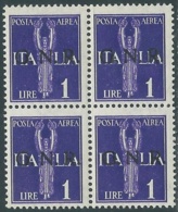 1944 RSI POSTA AEREA 1 LIRA VERONA QUARTINA MNH ** - JUL50-3 - Luchtpost