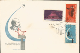 V) 1964 CARIBBEAN, 40TH DEATH ANNIVIVERSARY OF LENIN, WITH SLOGAN CANCELATION IN BLACK, FDC - Covers & Documents
