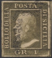 Sicilia, 1 Gr. III Tav. Verde Oliva Chiaro PA N.5 Pos.53 AD+G.Bolaffi Cv 400 - Sicile