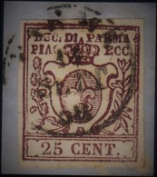 Parma , 25 Cent Bruno Lilla Scuro N.10a FALLA DI STAMPA Su Framm. Parma Cv 600+ - Parme