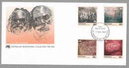 E55 - AUSTRALIE - PO 880/887 Sur FDC Du 7 NOVEMBRE 1984 HURSTVILLE -  N.S.W. ART ABORIGENE. - Covers & Documents