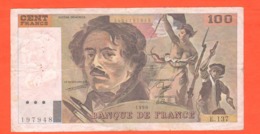 Delacroix 100 Francs 1990 France Francia - 100 F 1978-1995 ''Delacroix''