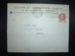 LETTRE TP PETAIN 1F50 OBLMEC.15 VI 1942 PARIS GARE SAINT LAZARE + CAVIAR ET CONSERVES KASPIA - Autres & Non Classés