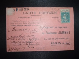 CP TP SEMEUSE 25c OBL.22-10 24 PARIS 54 + FARINES MALTEES JAMMET - Other & Unclassified