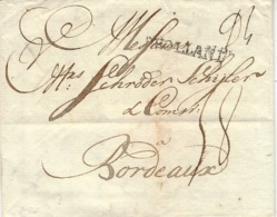 1782- Letter From Amsterdam To Bordeaux ( France )  " DHOLLAND "  ( Without E ) - ...-1852 Préphilatélie