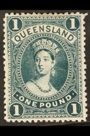 QUEENSLAND 1907-11 £1 Deep Bluish Green Chalon, SG 312c, Very Fine Mint. For More Images, Please Visit Http://www.sandaf - Sonstige & Ohne Zuordnung