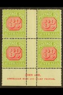 POSTAGE DUE 1922-30 3d Carmine And Yellow-green, SG D95, JOHN ASH Imprint Block Of Four, Fine Mint. (4 Stamps) For More  - Andere & Zonder Classificatie