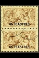 1921 45pi On 2s6d Chocolate-brown With Joined Figures Variety, SG 48a, VERTICAL PAIR Fine Cds Used. For More Images, Ple - Britisch-Levant