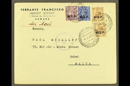 ERITREA 1945 Commercial Cover To Malta, Franked With 2½d, 3d & 5d Pair Of KGVI "M.E.F." Overprints, SG M13/15, Asmara 6. - Africa Orientale Italiana