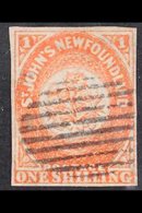 1860 1s Orange - Vermilion Imperf, SG 15, Very Fine Used With 4 Good Neat Margins, A Beautiful Example Of The Rarest Of  - Andere & Zonder Classificatie