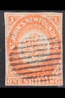 1860 1s Orange - Vermilion Imperf, SG 15, Very Fine Used With 4 Good Neat Margins, A Beautiful Example Of The Rarest Of  - Autres & Non Classés