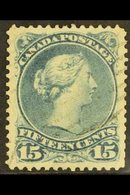 1868-76 15c Blue Grey Large Queen With PLATE CRACK/SCRATCH (position 91) Variety, Unitrade 30b Viii, Fine Lightly Used,  - Andere & Zonder Classificatie