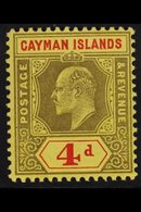 1907-09 4d Black And Red On Yellow, SG 29, Never Hinged Mint. For More Images, Please Visit Http://www.sandafayre.com/it - Kaaiman Eilanden