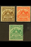 TELEGRAPH STAMPS 1883 1p, 5p & 10p Top Values, Barefoot 4/6, Fine Mint, Fresh. (3 Stamps) For More Images, Please Visit  - Chili