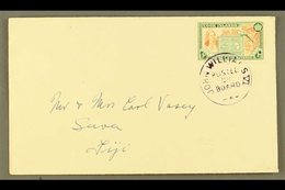 1949 1d Chestnut And Green, SG 151, On A Neat Envelope To Fiji, Tied By Upright Violet "John Williams VI/Posted On Board - Cookinseln