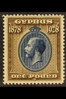 1928 50th Anniversary Of British Rule £1 Blue And Bistre-brown, SG 132, Very Fine Mint, Extremely Lightly Hinged. For Mo - Autres & Non Classés